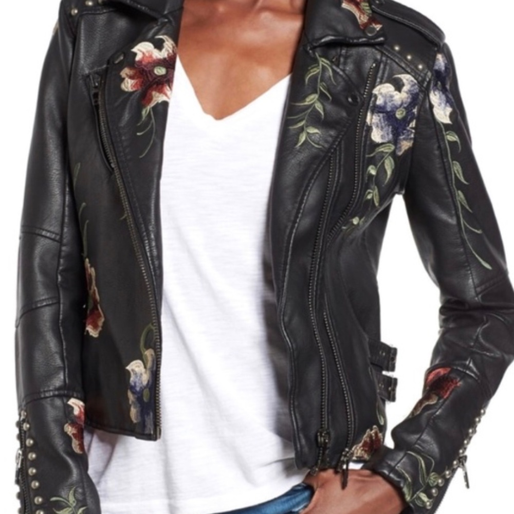 Blank NYC Floral Leather Jacket